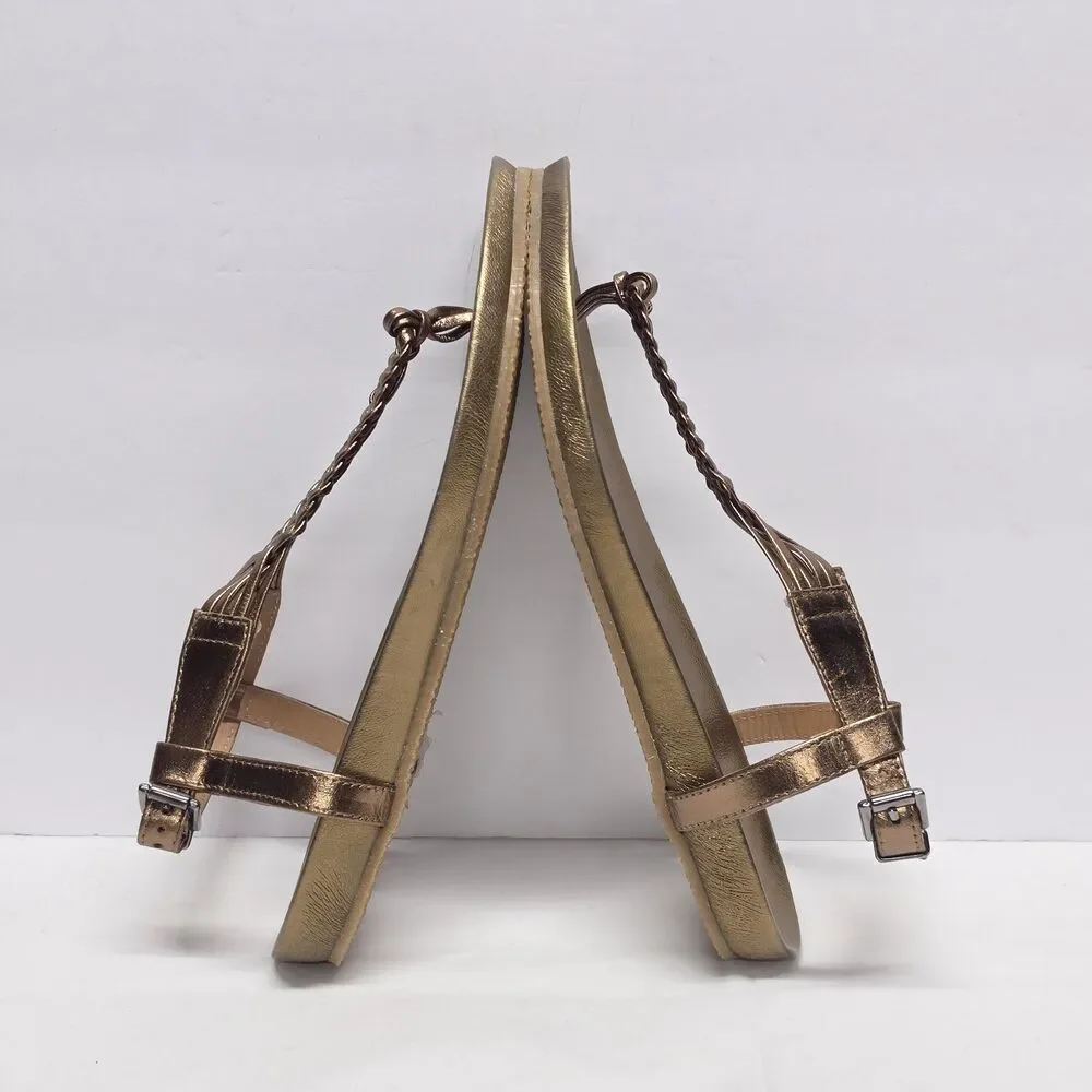 Cordani Sarita Bronze Metallic Braided Thong Sandal Size 38 EU 7.5 - 8 US Boho